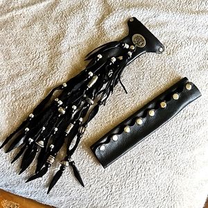 Black leather ponytail holders